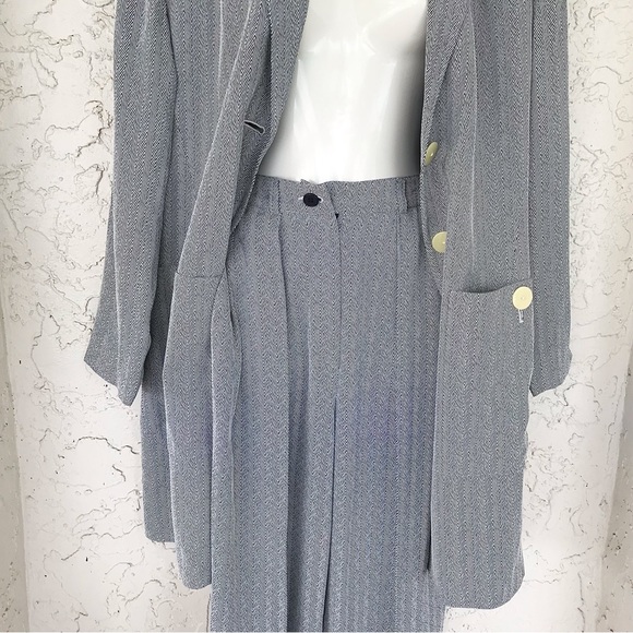 ✨Vintage Yves St Laurent Pant/Trouser Herringbone  Suit, 1980”s, Sz4/6, EU38 - Picture 7 of 9